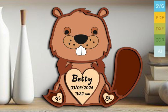 Letrero De Anuncio De Nacimiento De Bebe Castor Creativo Digital